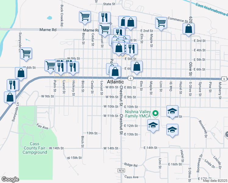 map of restaurants, bars, coffee shops, grocery stores, and more near in Atlantic
