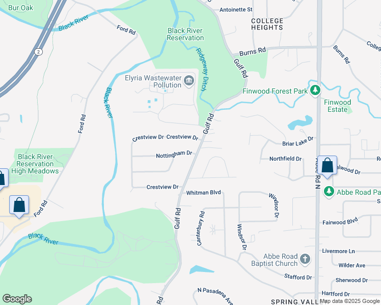 map of restaurants, bars, coffee shops, grocery stores, and more near 101 Nottingham Dr in Elyria