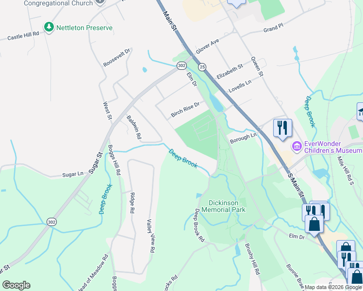 map of restaurants, bars, coffee shops, grocery stores, and more near 26 Juniper Road in Newtown