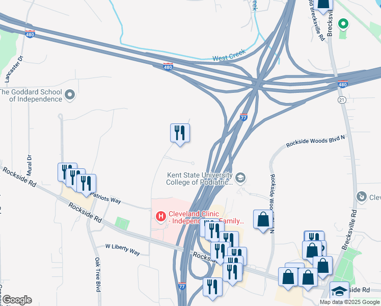 map of restaurants, bars, coffee shops, grocery stores, and more near 6025 Jefferson Dr in Independence