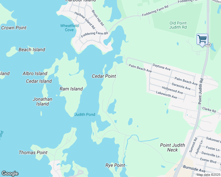 map of restaurants, bars, coffee shops, grocery stores, and more near 101 Kenyon Farm Road in Narragansett