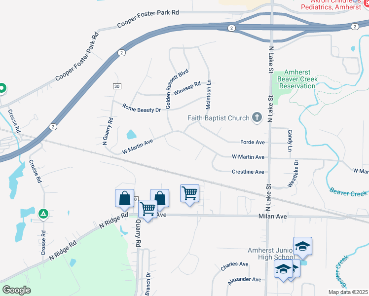 map of restaurants, bars, coffee shops, grocery stores, and more near 88 Baldwin Court in Amherst