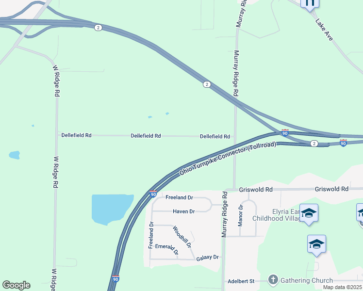 map of restaurants, bars, coffee shops, grocery stores, and more near 42911 Dellefield Road in Elyria