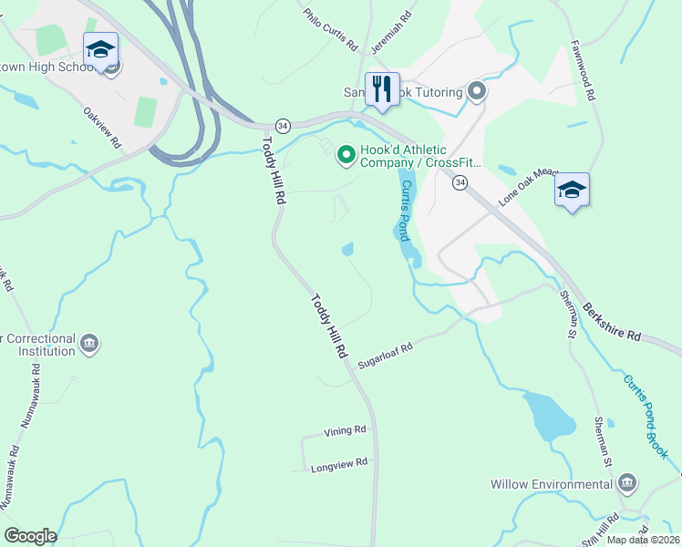 map of restaurants, bars, coffee shops, grocery stores, and more near 7 Quarry Ridge Road in Newtown