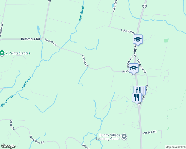 map of restaurants, bars, coffee shops, grocery stores, and more near 115-215 Atwater Road in Bethany