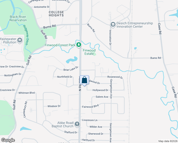 map of restaurants, bars, coffee shops, grocery stores, and more near 725 Thornwood Boulevard in Elyria