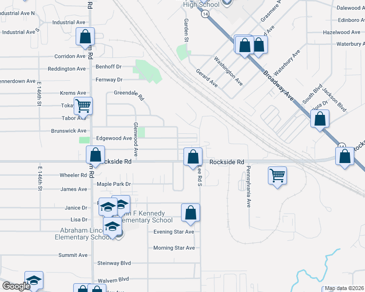 map of restaurants, bars, coffee shops, grocery stores, and more near 16220 Maplewood Court in Maple Heights