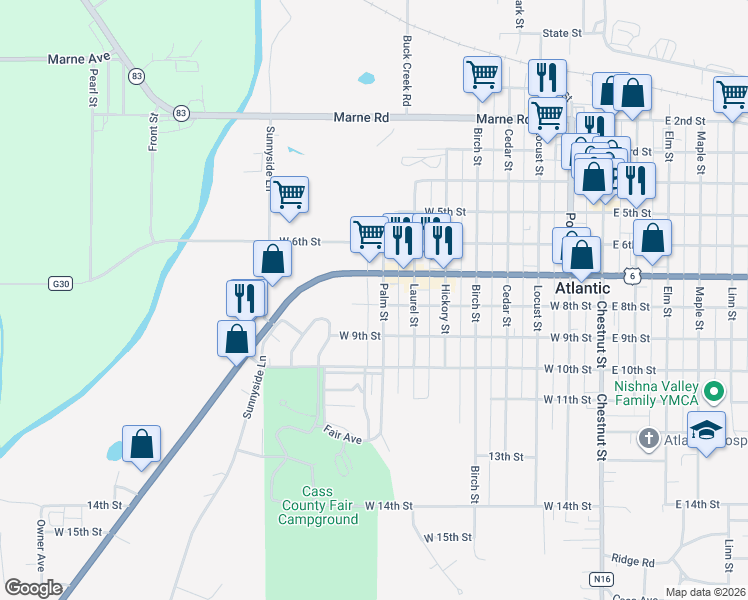 map of restaurants, bars, coffee shops, grocery stores, and more near 706 West 8th Street in Atlantic