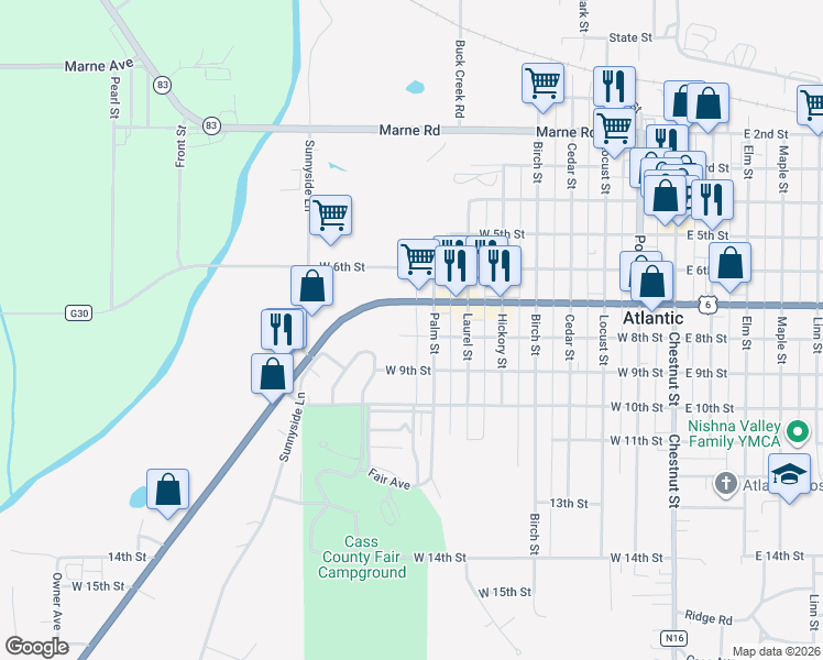 map of restaurants, bars, coffee shops, grocery stores, and more near 706 West 8th Street in Atlantic