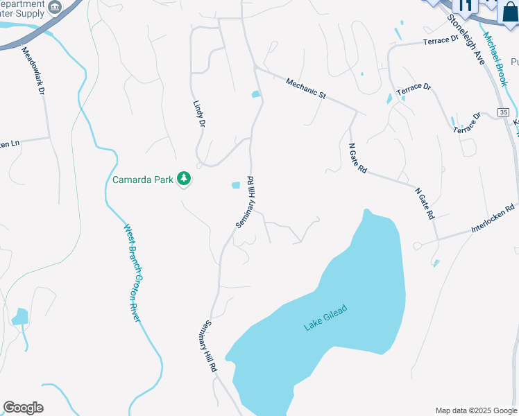 map of restaurants, bars, coffee shops, grocery stores, and more near 47 South Rock Road in Carmel Hamlet