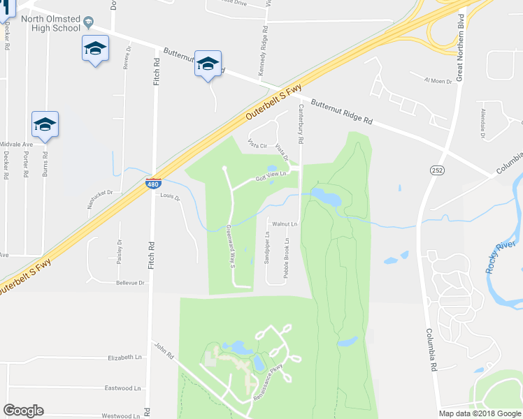 map of restaurants, bars, coffee shops, grocery stores, and more near 26200 Walnut Lane in North Olmsted