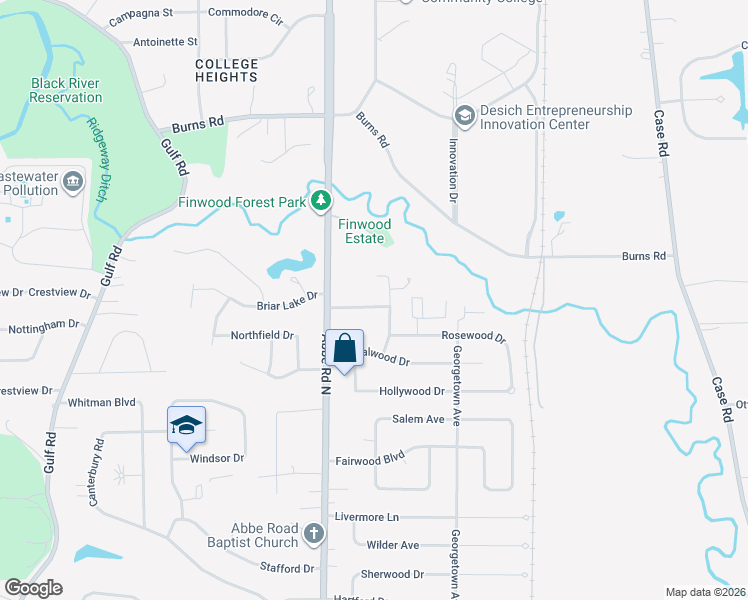 map of restaurants, bars, coffee shops, grocery stores, and more near 725 Thornwood Boulevard in Elyria