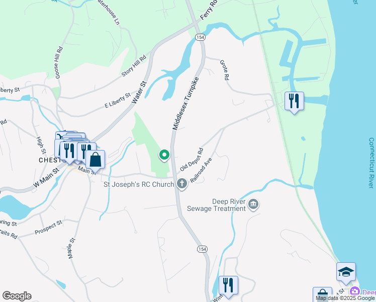 map of restaurants, bars, coffee shops, grocery stores, and more near 7 Old Depot Road in Chester