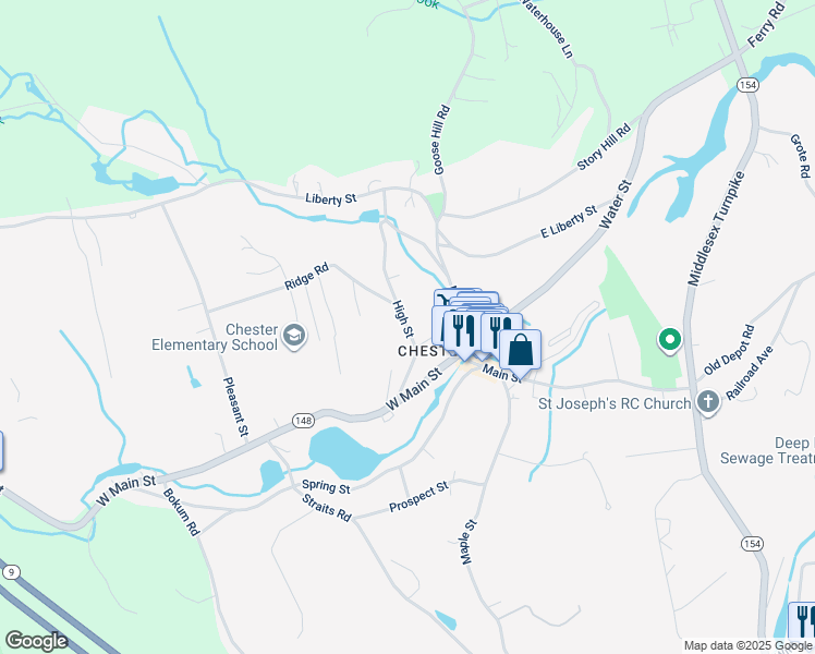 map of restaurants, bars, coffee shops, grocery stores, and more near 57A Cedar Lake Road in Chester