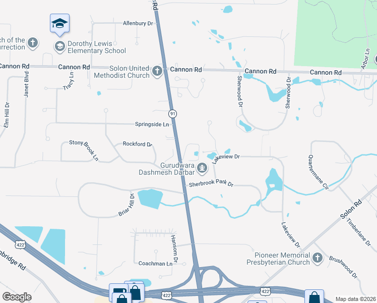map of restaurants, bars, coffee shops, grocery stores, and more near 5700 Som Center Road in Solon