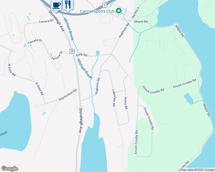 map of restaurants, bars, coffee shops, grocery stores, and more near 8 Lakeview Road in Carmel Hamlet