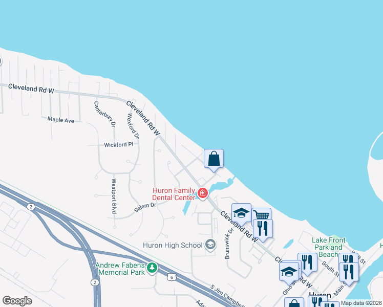 map of restaurants, bars, coffee shops, grocery stores, and more near 911 Superior Drive in Huron