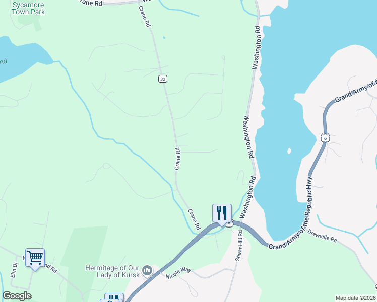 map of restaurants, bars, coffee shops, grocery stores, and more near 86 Crane Road in Carmel Hamlet