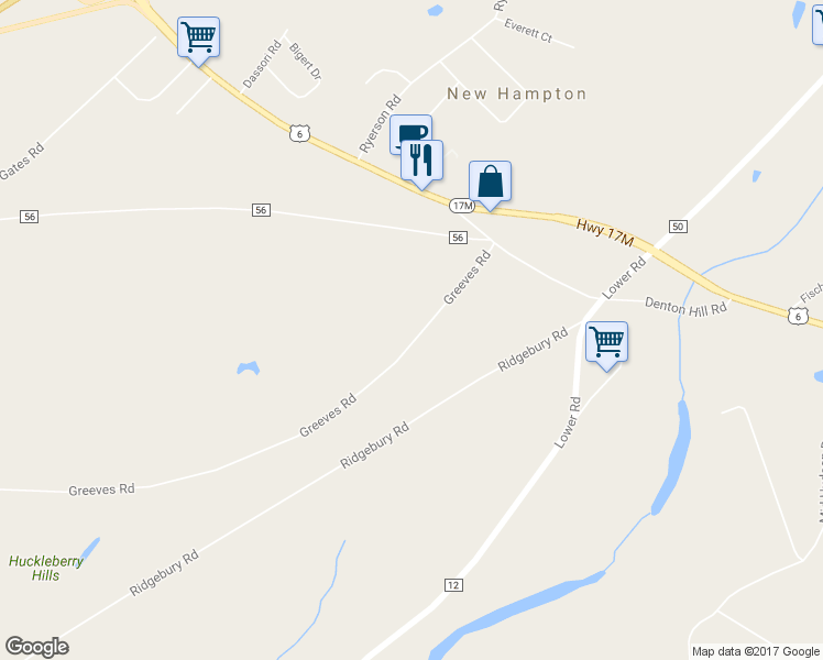 map of restaurants, bars, coffee shops, grocery stores, and more near 361 Greeves Road in New Hampton