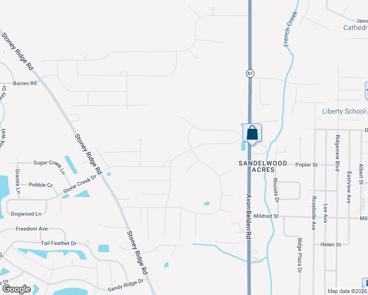 map of restaurants, bars, coffee shops, grocery stores, and more near 5994 Windermere Place in North Ridgeville