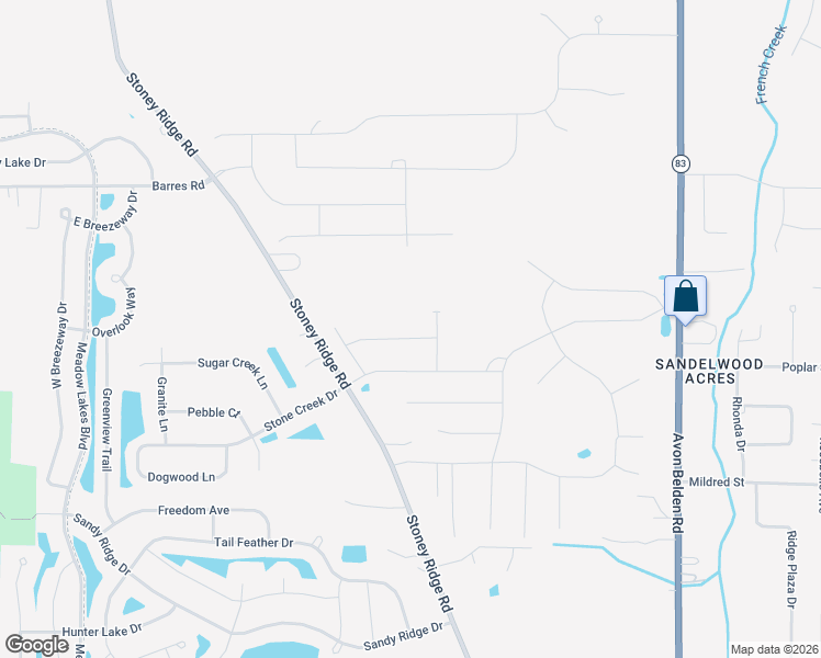 map of restaurants, bars, coffee shops, grocery stores, and more near 6022 Covey Drive in North Ridgeville