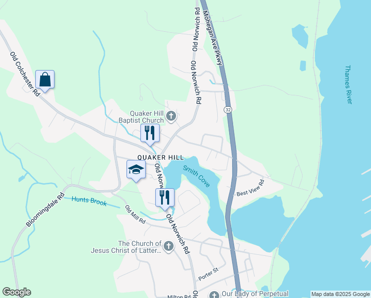map of restaurants, bars, coffee shops, grocery stores, and more near 10 Scotch Cap Road in Waterford