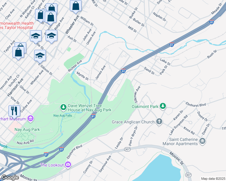 map of restaurants, bars, coffee shops, grocery stores, and more near 817 Matthew Avenue in Scranton
