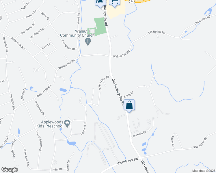 map of restaurants, bars, coffee shops, grocery stores, and more near 8 Grove Place in Bethel
