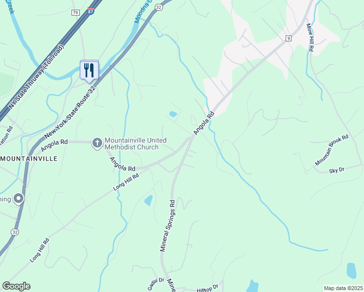map of restaurants, bars, coffee shops, grocery stores, and more near 540 Angola Road in Cornwall