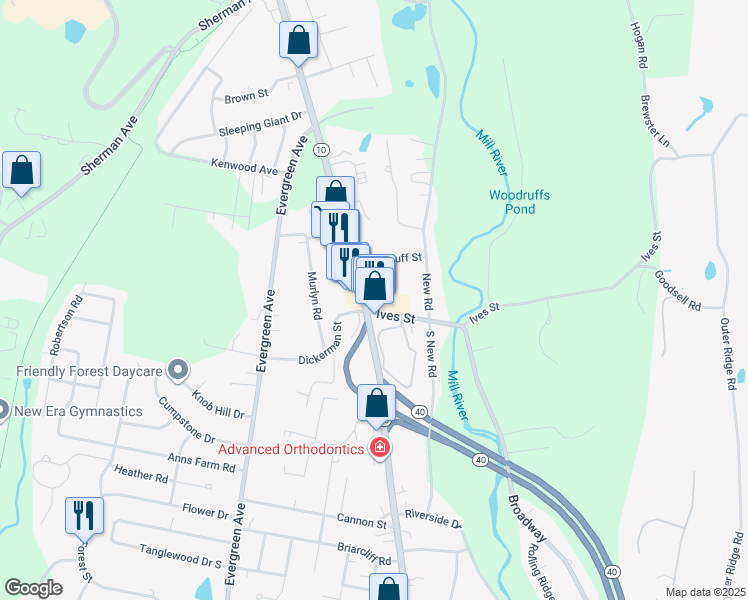 map of restaurants, bars, coffee shops, grocery stores, and more near 2989 Whitney Avenue in Hamden