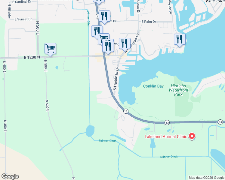 map of restaurants, bars, coffee shops, grocery stores, and more near 1426 South Huntington Street in Syracuse