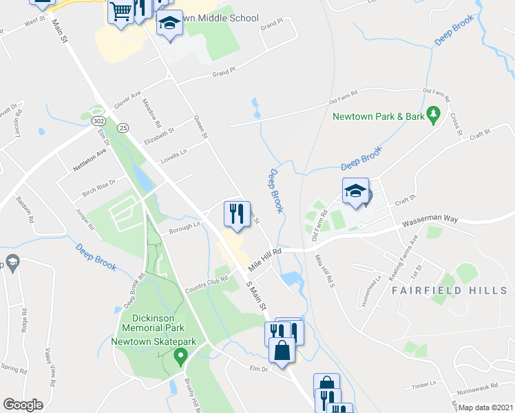map of restaurants, bars, coffee shops, grocery stores, and more near 61 Queen Street in Newtown