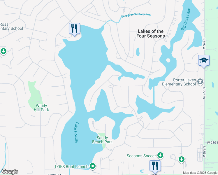 map of restaurants, bars, coffee shops, grocery stores, and more near 1727-1799 Sunnyslope Dr in Crown Point