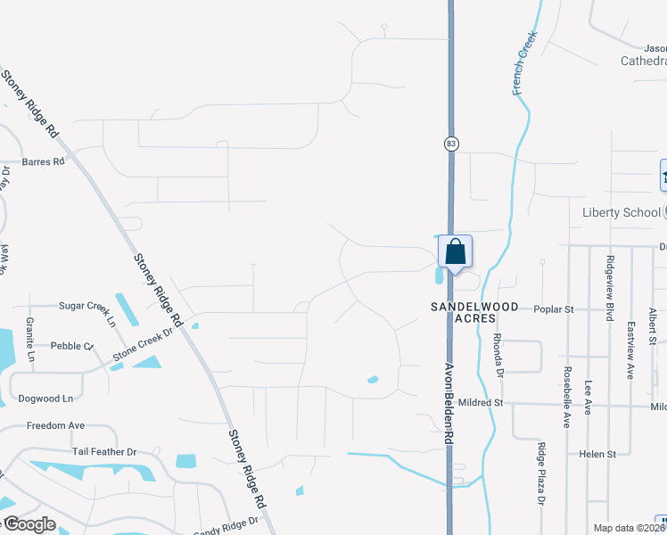 map of restaurants, bars, coffee shops, grocery stores, and more near 5994 Windermere Place in North Ridgeville