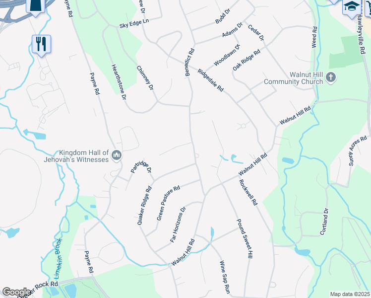 map of restaurants, bars, coffee shops, grocery stores, and more near 2 Hollyberry Drive in Bethel