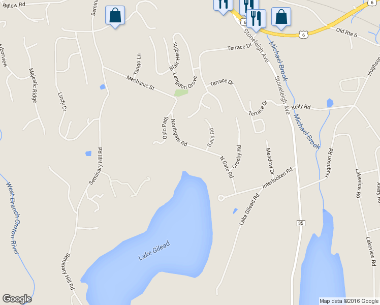 map of restaurants, bars, coffee shops, grocery stores, and more near 21 North Gate Road in Carmel Hamlet