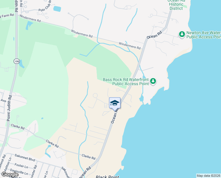map of restaurants, bars, coffee shops, grocery stores, and more near 31 Fairway Court in Narragansett