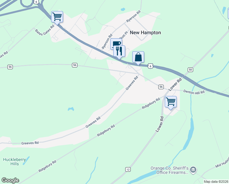 map of restaurants, bars, coffee shops, grocery stores, and more near 361 Greeves Road in New Hampton