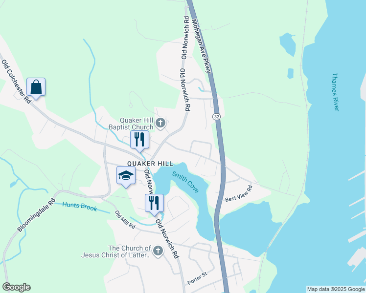 map of restaurants, bars, coffee shops, grocery stores, and more near 10 Scotch Cap Road in Waterford
