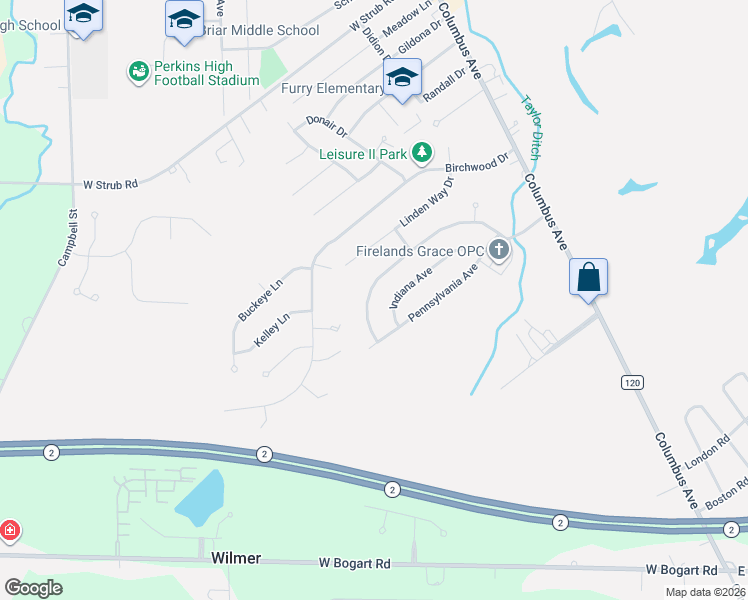 map of restaurants, bars, coffee shops, grocery stores, and more near 501 Michigan Avenue in Sandusky