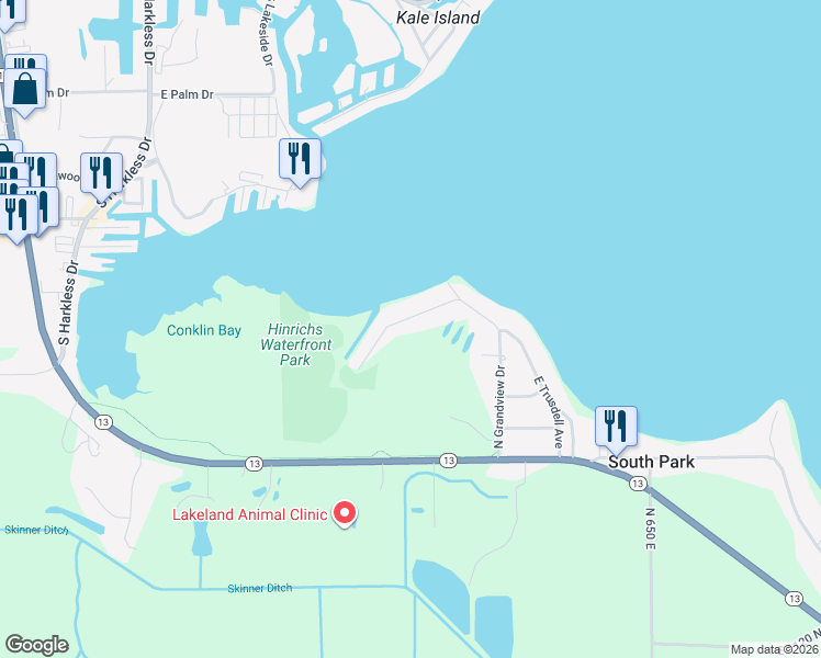 map of restaurants, bars, coffee shops, grocery stores, and more near 6025 East George Street in Syracuse