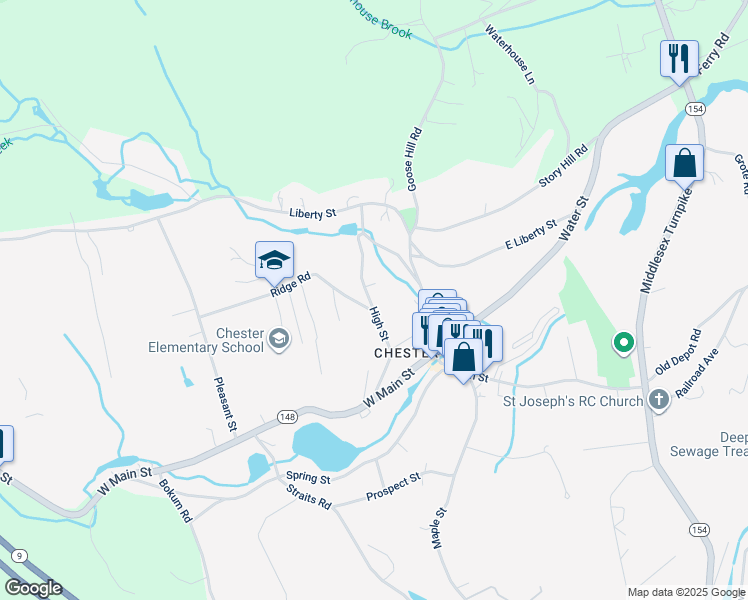 map of restaurants, bars, coffee shops, grocery stores, and more near 57A Cedar Lake Road in Chester