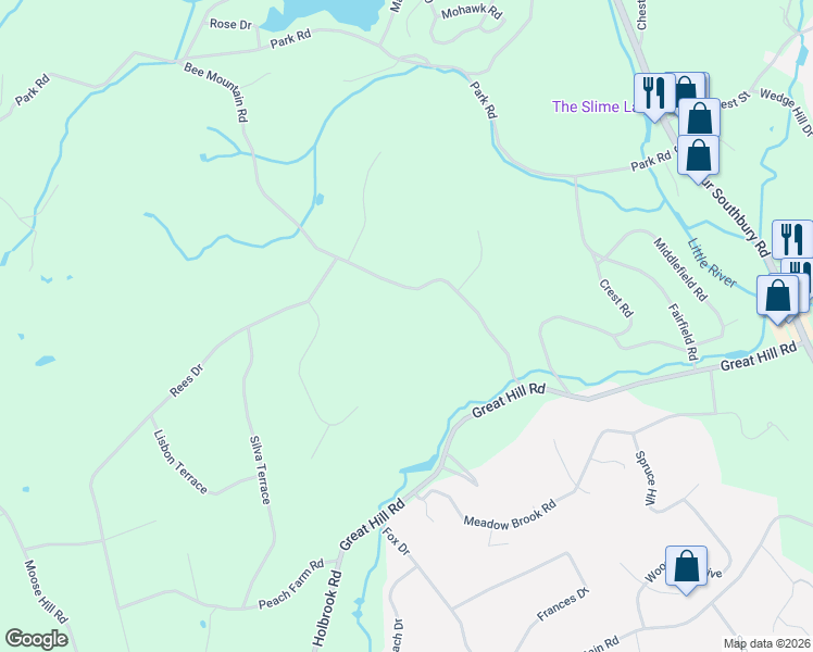 map of restaurants, bars, coffee shops, grocery stores, and more near 110 Bee Mountain Road in Oxford