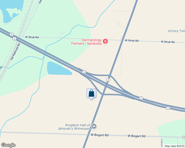 map of restaurants, bars, coffee shops, grocery stores, and more near OH-2 & Hayes Ave & OH-4 in Sandusky