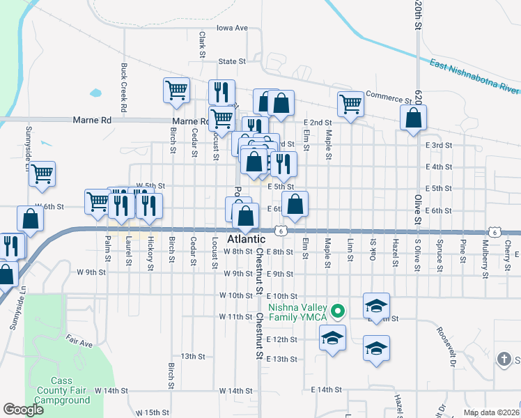 map of restaurants, bars, coffee shops, grocery stores, and more near 600 Chestnut Street in Atlantic