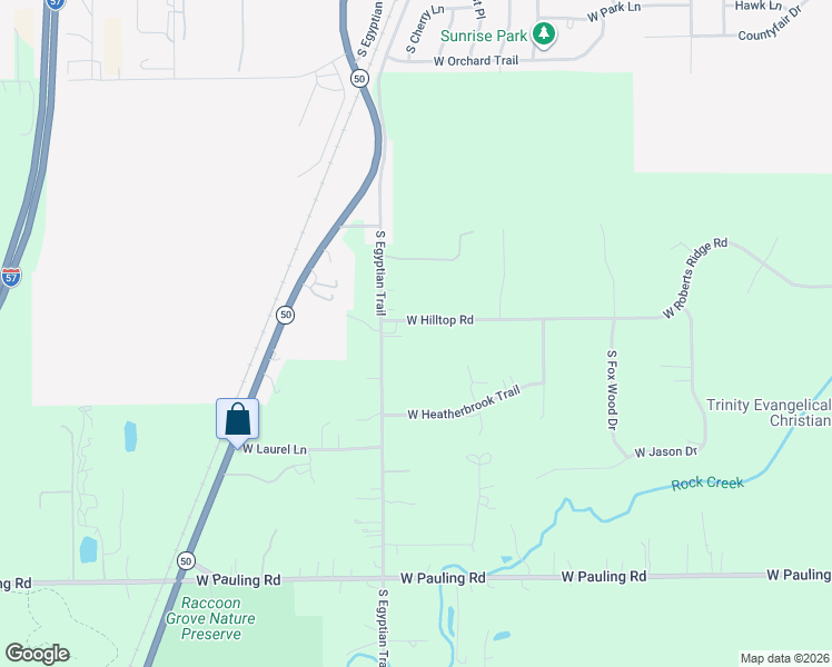 map of restaurants, bars, coffee shops, grocery stores, and more near 5531 West Hilltop Road in Monee