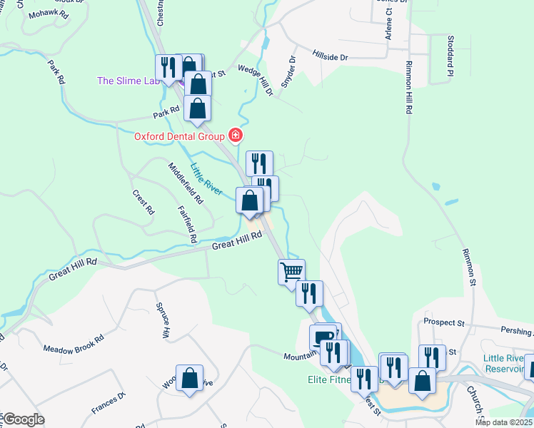 map of restaurants, bars, coffee shops, grocery stores, and more near 70 Oxford Road in Oxford