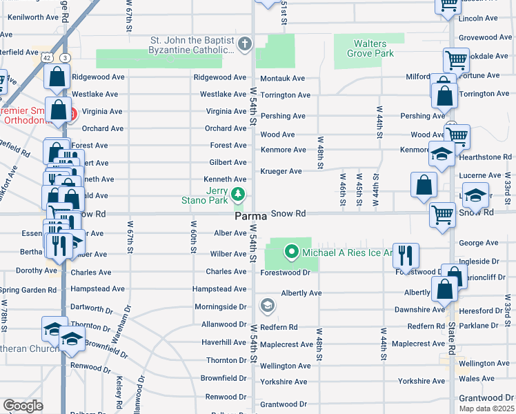 map of restaurants, bars, coffee shops, grocery stores, and more near in Parma