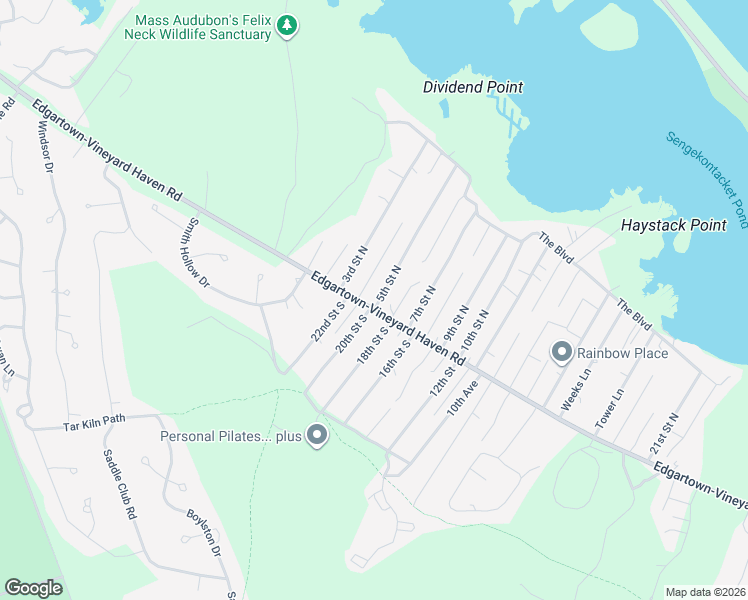 map of restaurants, bars, coffee shops, grocery stores, and more near 5 20th Street South in Edgartown