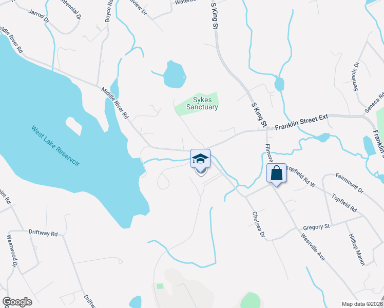 map of restaurants, bars, coffee shops, grocery stores, and more near 3 West Pine Drive in Danbury